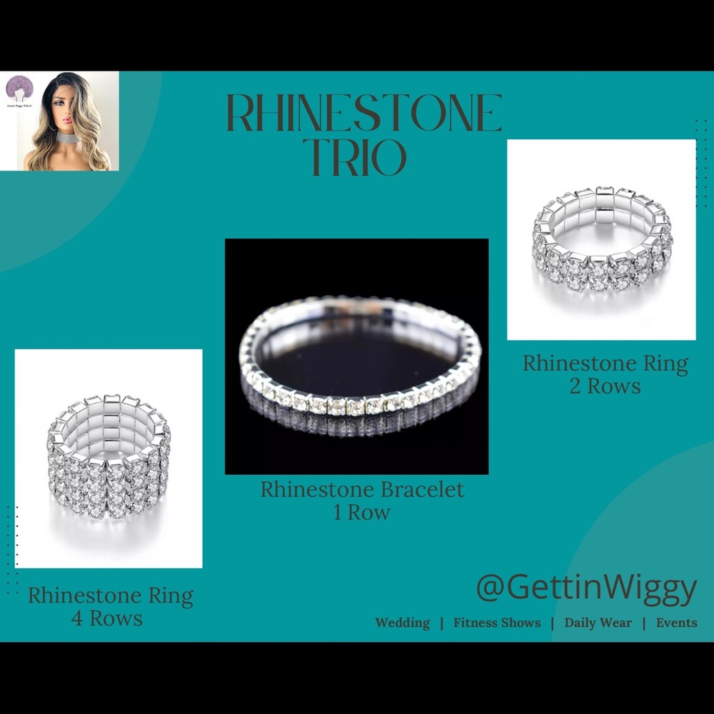 💎3/$35💎-Rhinestone Trio (2 Rings & 1 Bracelet) - Daily Wear or Events -$15 set